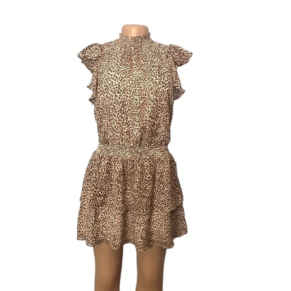 Express Leopard Print Ruffle Tiered Mini Dress - Picture 1 of 7